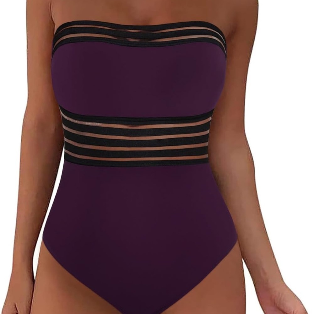 NWT Women's Purple Strapless Swimsuit